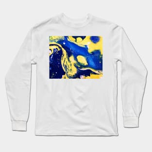 Paint Yellow Blue Hydro dip Long Sleeve T-Shirt